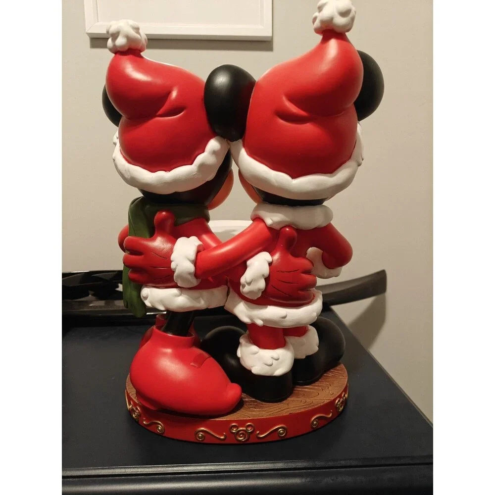 Rare Disney Mickey & Minnie Mouse Christmas Cookie Holder & Ceramic Tray - Clean
